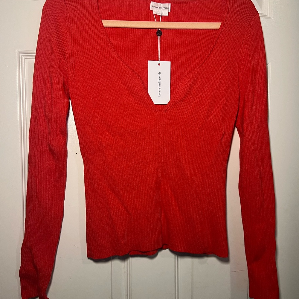 NWT Lovers + Friends Red Darren Sweater Long Sleeve Top